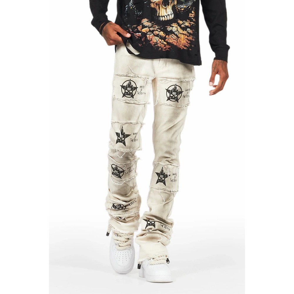 Rockstar Original Dancho Patchwork Super Stacked denim distressed Jeans 32 NEW